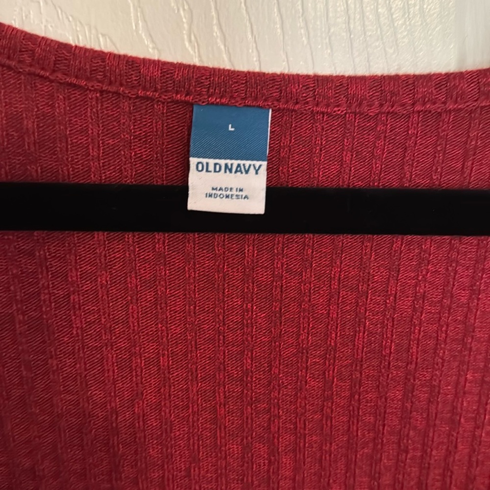Red Long Sleeve Ribbed Dress - Picture 2 of 4